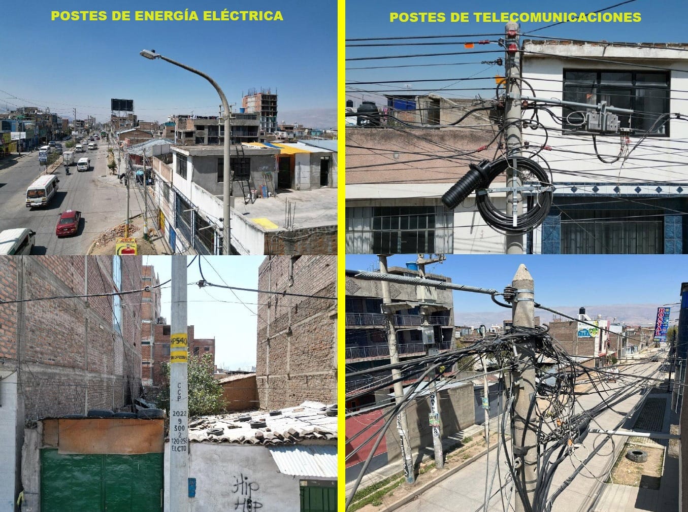 Electrocentro da a conocer diferencias entre un poste de energía eléctrica y un poste de telefonía