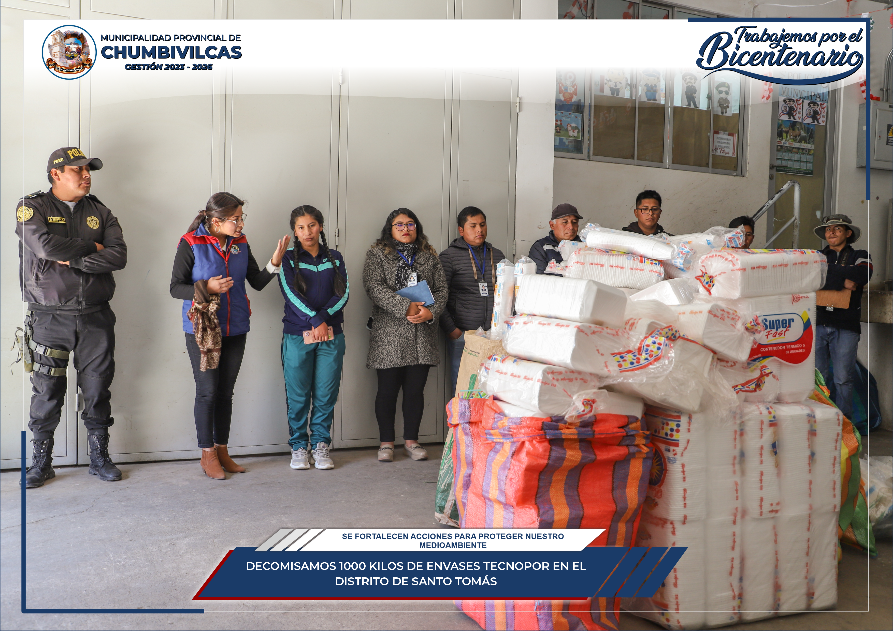 Municipalidad de Chumbivilcas decomisa 1000 kilos de envases de tecnopor en el distrito de Santo Tomás