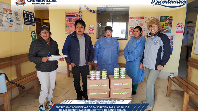 Municipalidad de Chumbivilcas entrega conservas de sangrecita para niños y gestantes de las comunidades del distrito de Santo Tomás
