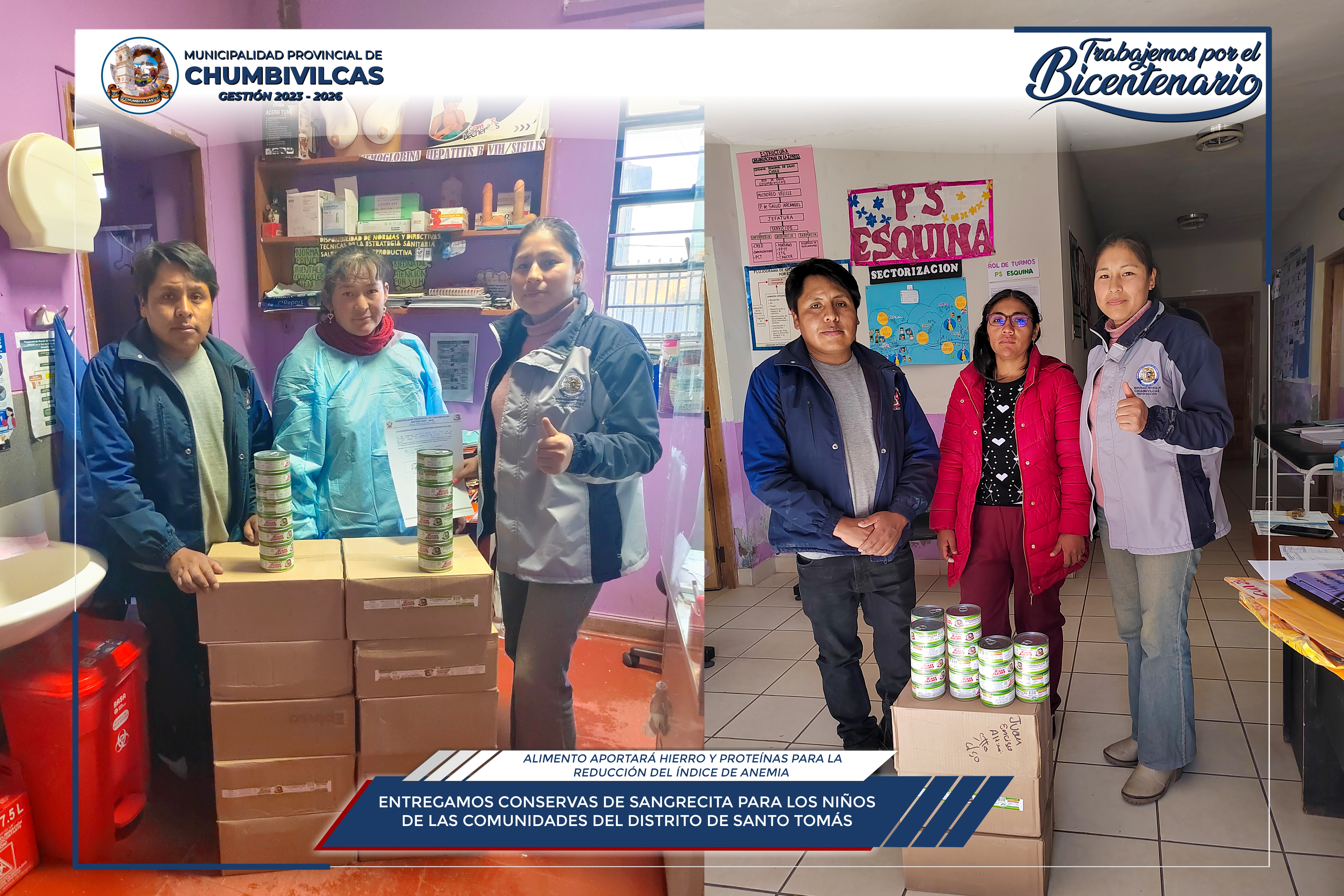 Municipalidad de Chumbivilcas entrega conservas de sangrecita para niños y gestantes de las comunidades del distrito de Santo Tomás