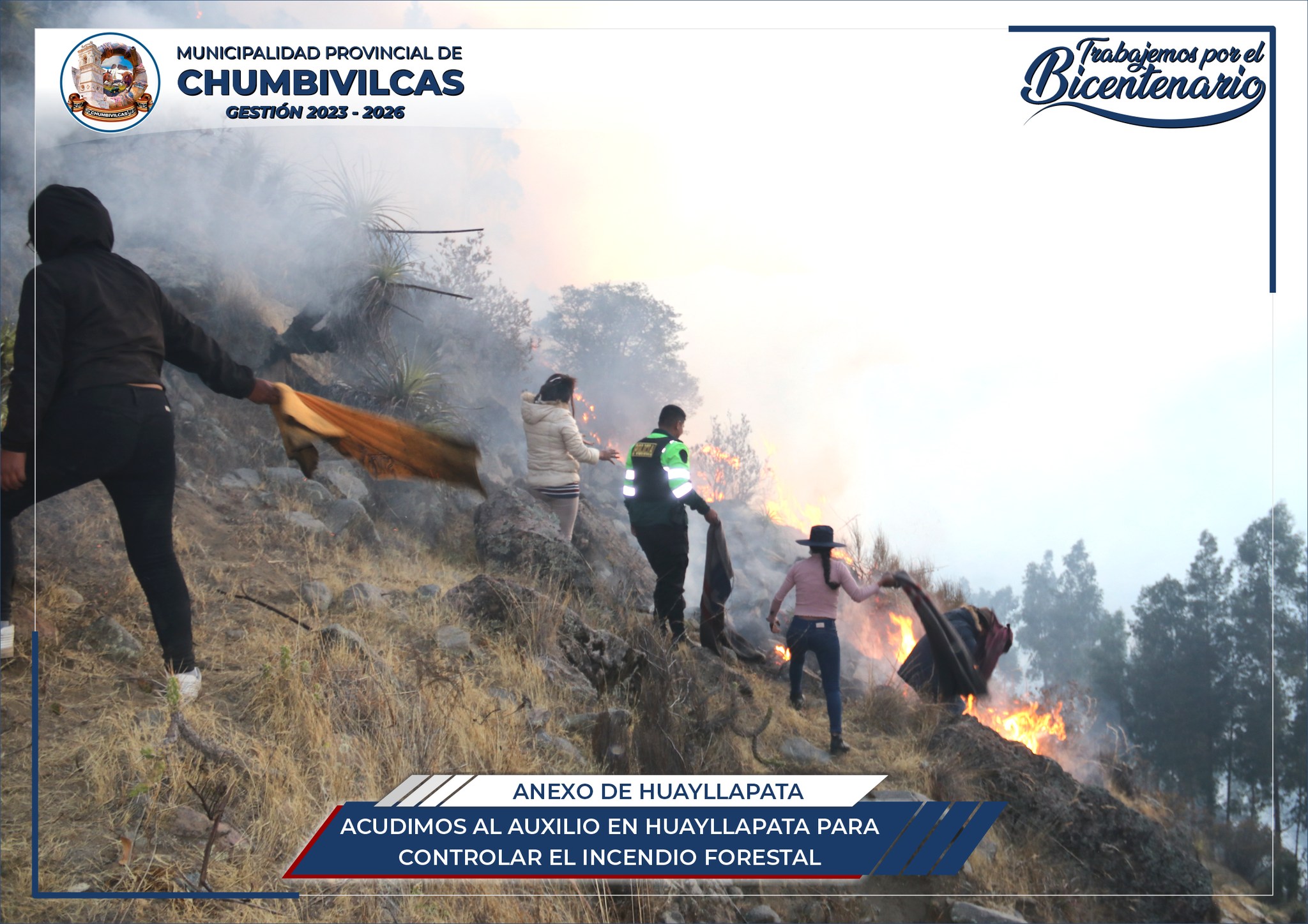 Municipalidad de Chumbivilcas acude al auxilio en Huayllapata para controlar el incendio forestal