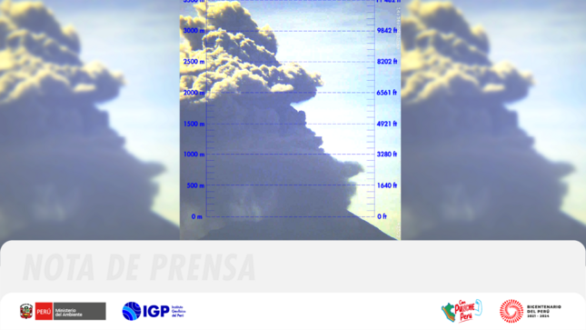 Volcán Ubinas: una nueva explosión expulsa cenizas hasta los 3500 m de altura FOTO