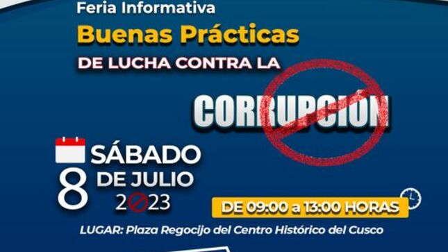 Comisión Regional Anticorrupción de Cusco realizará Primera Feria Informativa "Buenas Prácticas de Integridad y Lucha contra la Corrupción"