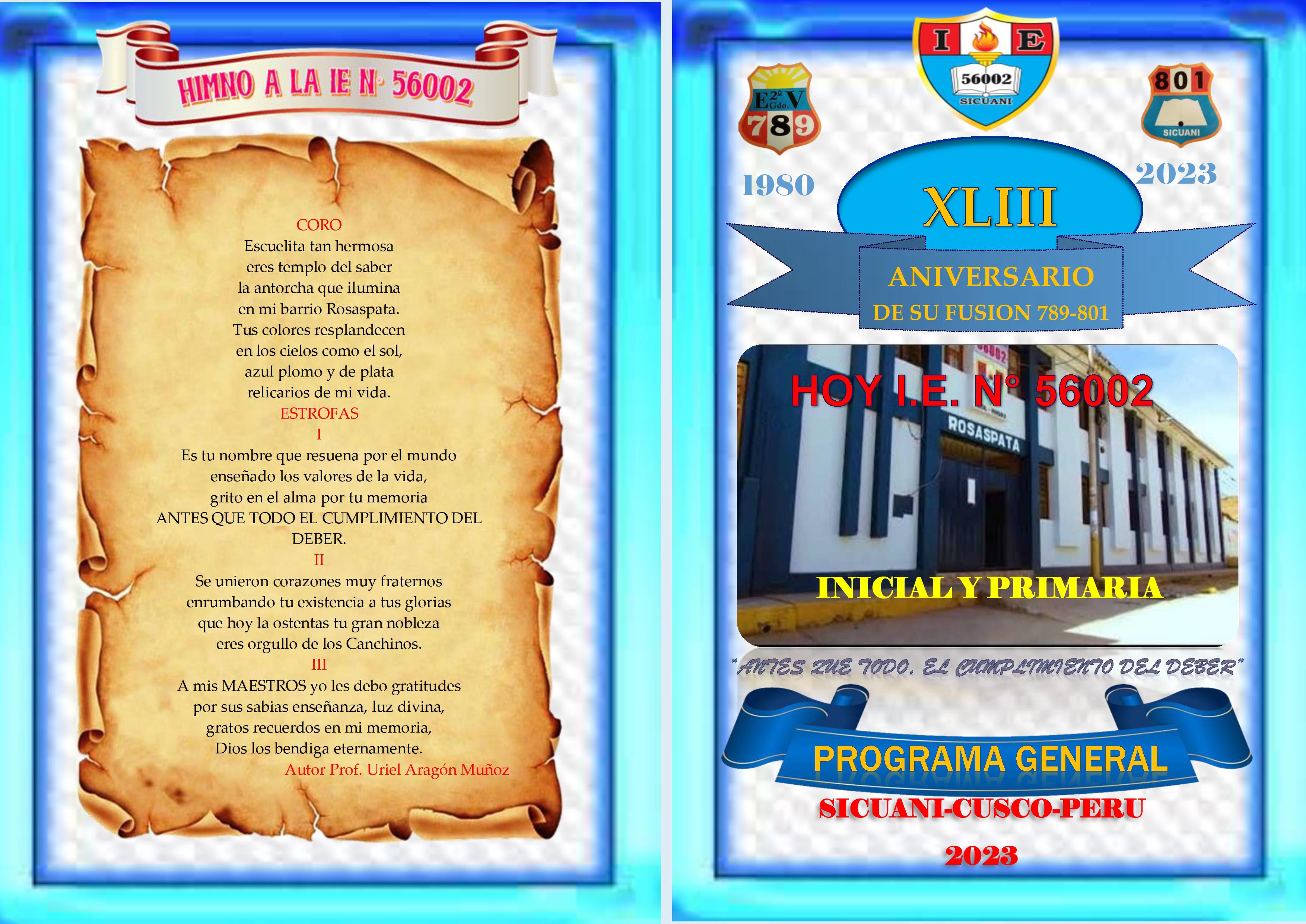 PROGRAMA GENERAL XLIII ANIVERSARIO I.E. N°56002 (1) - 0001