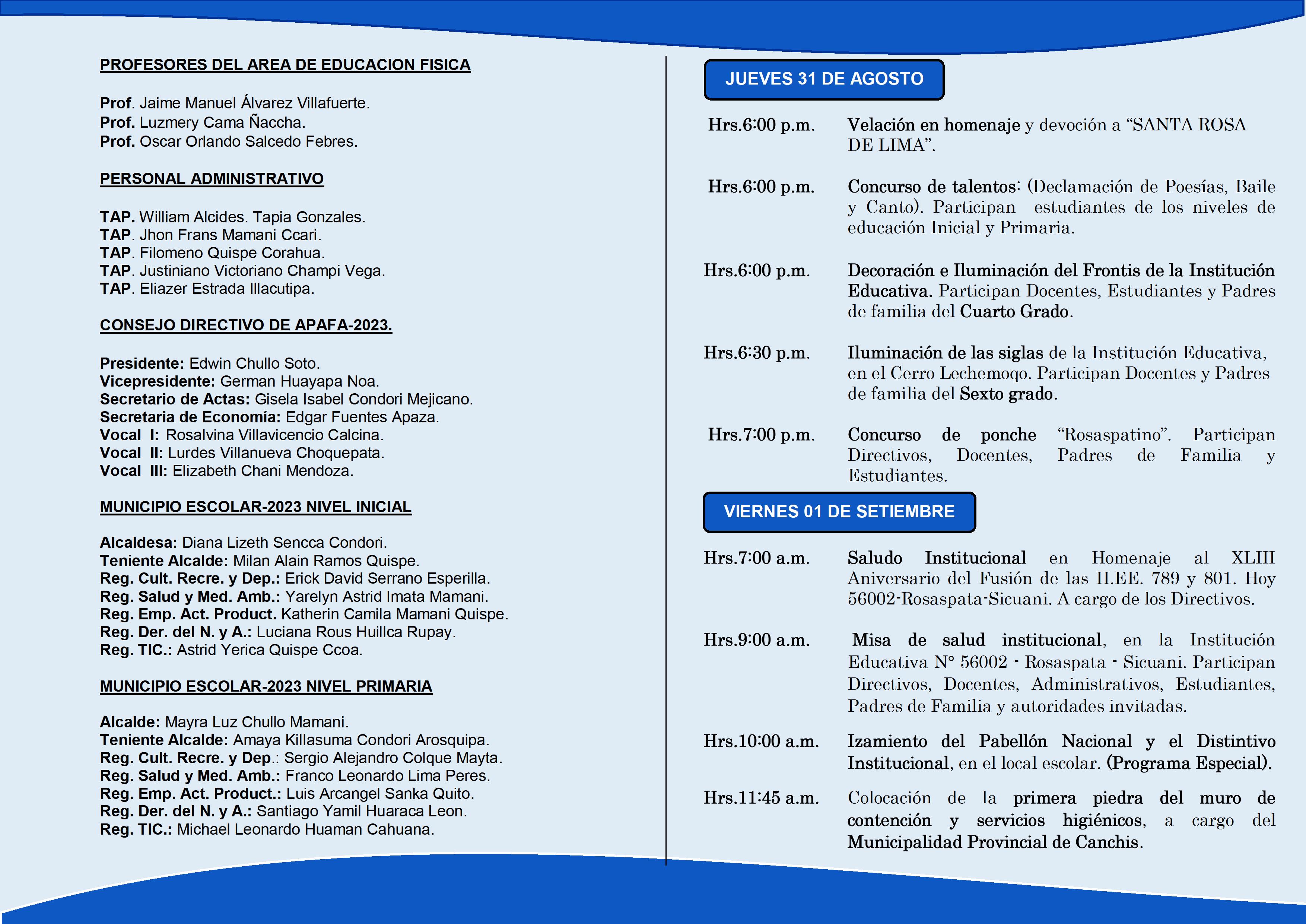 PROGRAMA GENERAL XLIII ANIVERSARIO I.E. N°56002 (1) - 0005