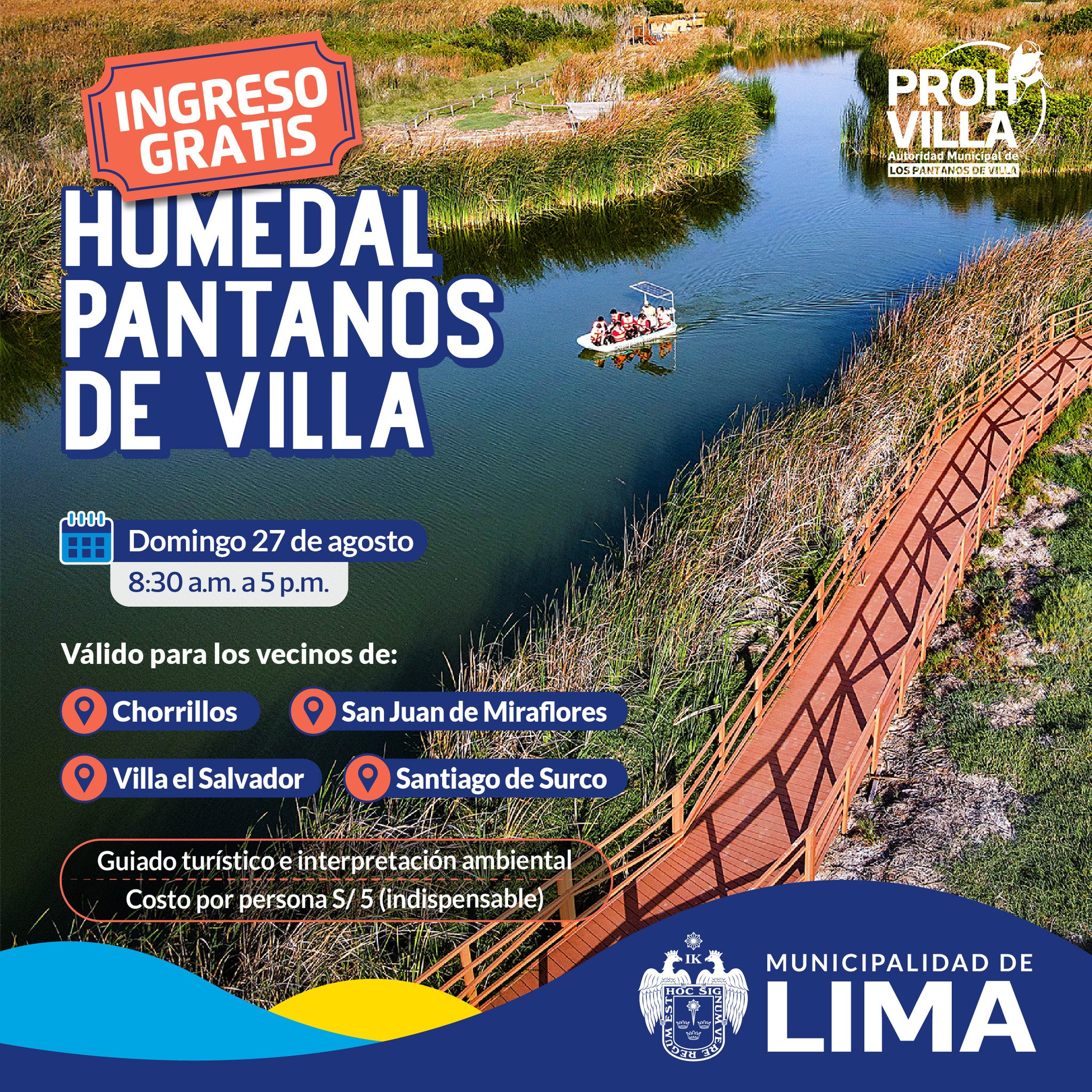 El Domingo 27 de Agosto tendrán INGRESO GRATIS, debido a pertenecer a la Zona de Reglamentación Especial del #HumedalPantanosDeVilla.