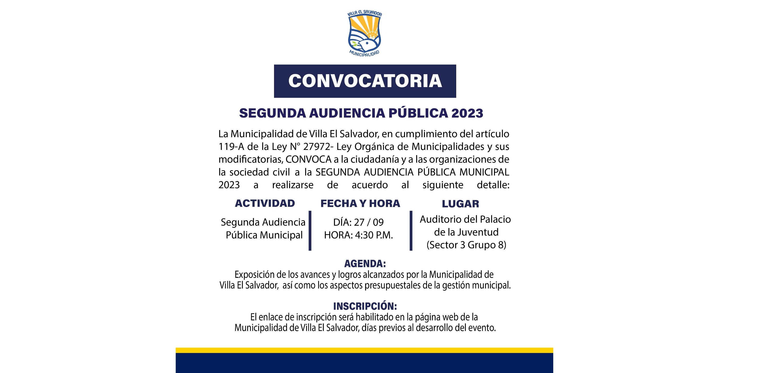 CONVOCATORIA - SEGUNDA AUDIENCIA PÚBLICA 2023