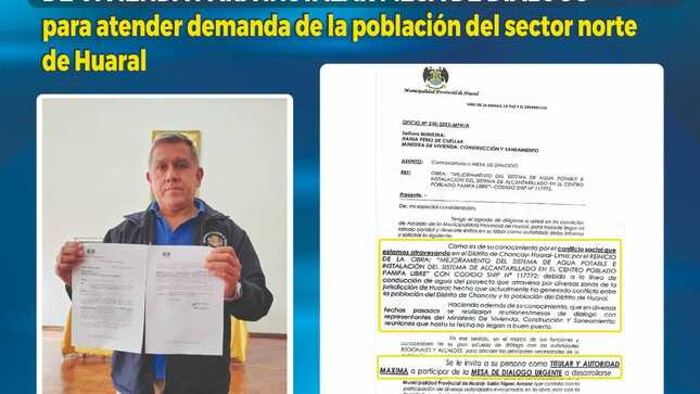 Alcalde Fernando Cárdenas convoca a mesa de diálogo a ministra de vivienda, construcción y saneamiento para tratar problemática del agua