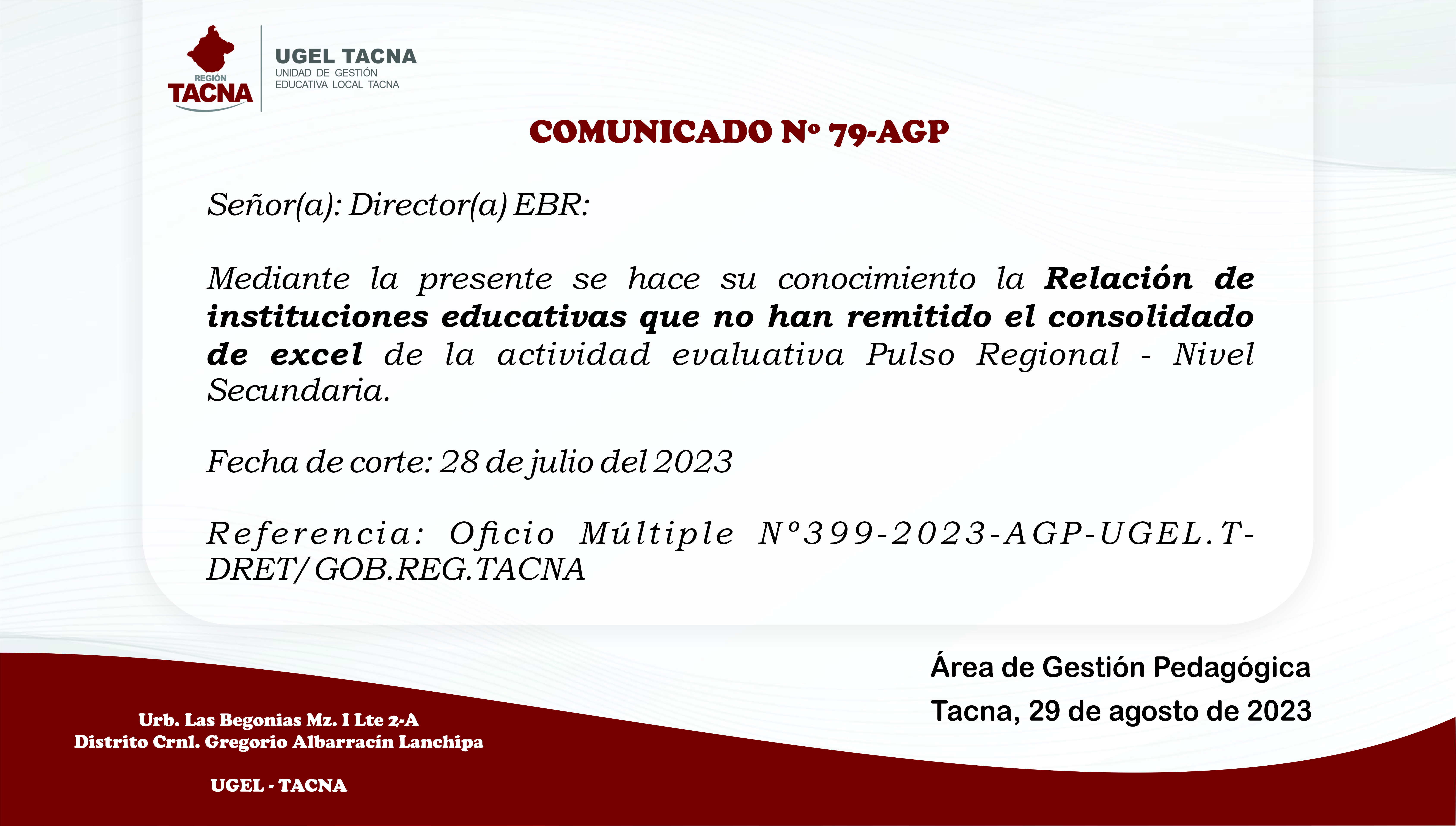 Comunicado Nº79-2023-AGP