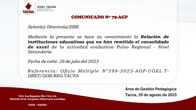 Comunicado Nº79-2023-AGP