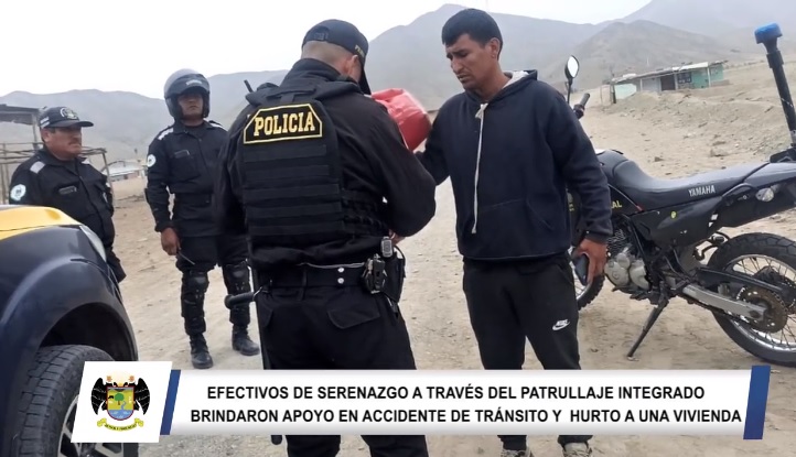 Efectivos de serenazgo a través del patrullaje integrado brindaron apoyo en accidente de tránsito y hurto a una vivienda