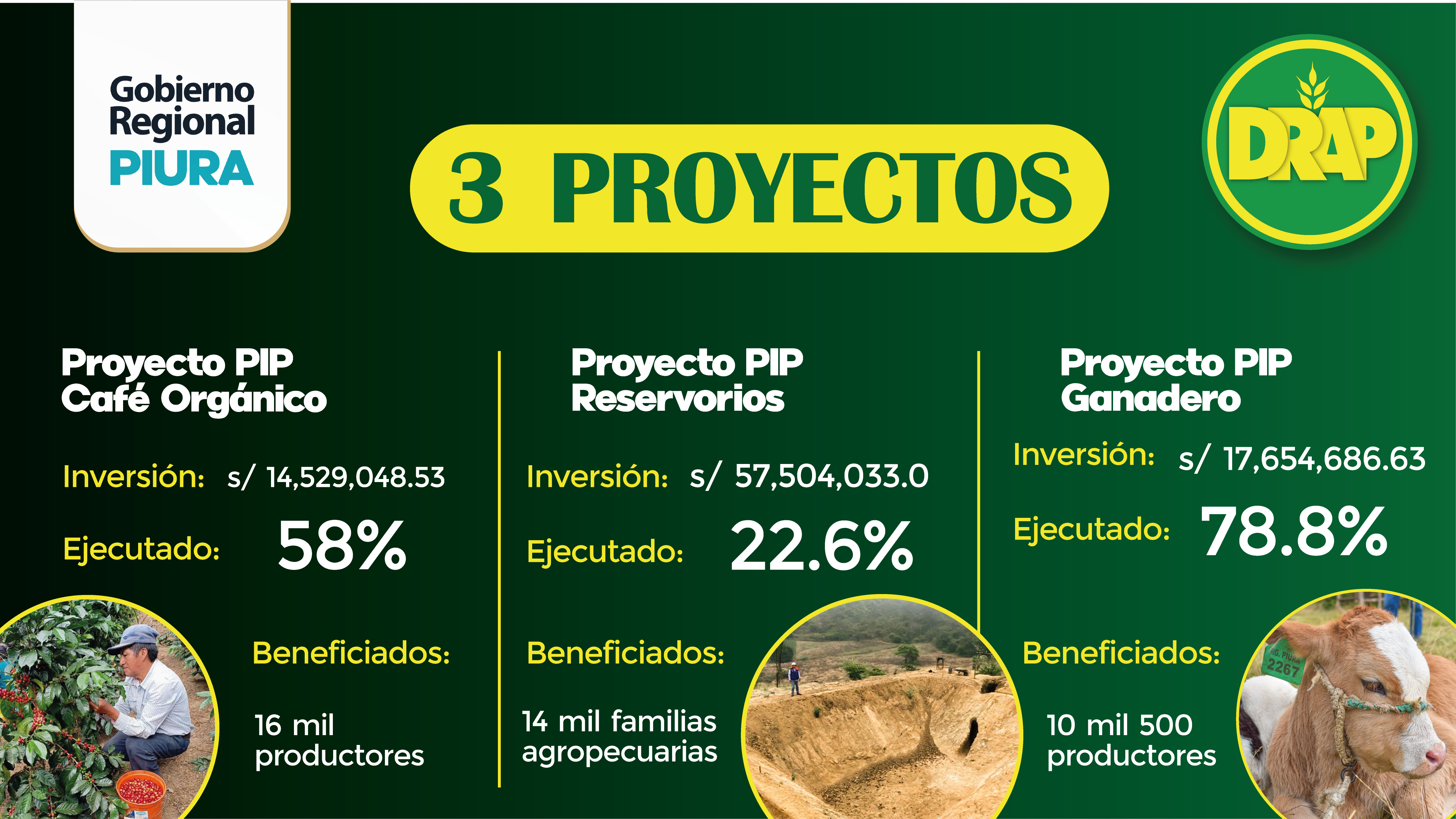 Porcentajes del monto gastado por inversión de cada proyecto