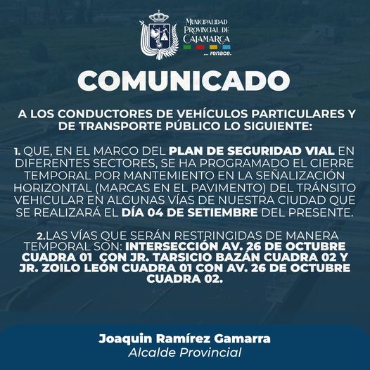Comunicado a los Conductores de vehículos particulares y de transporte público