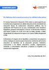 Vista preliminar de documento Comunicado CNE |  En defensa de la meritocracia y la calidad educativa 