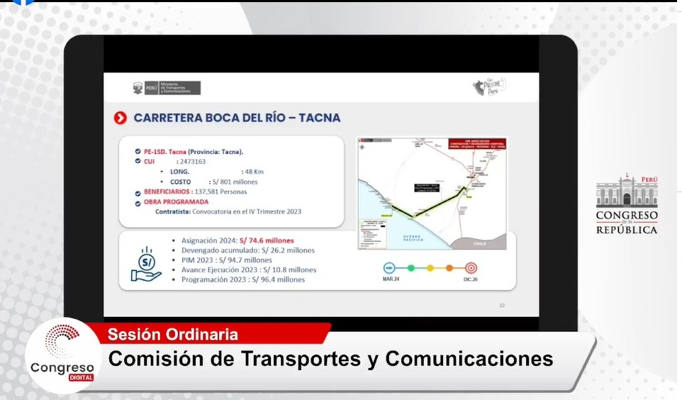 MTC confirma licitación de doble vía Tacna – Boca del Río