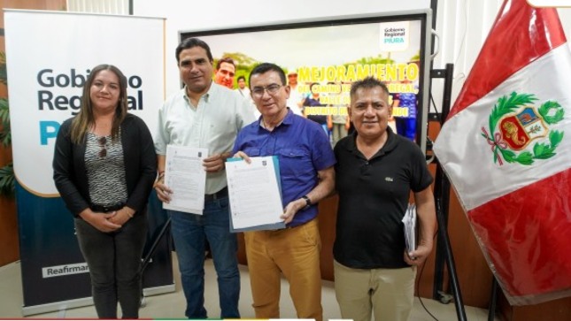 Gobernador firma convenio para ejecutar vía de Pedregal - Valle Los Incas en Tambogrande