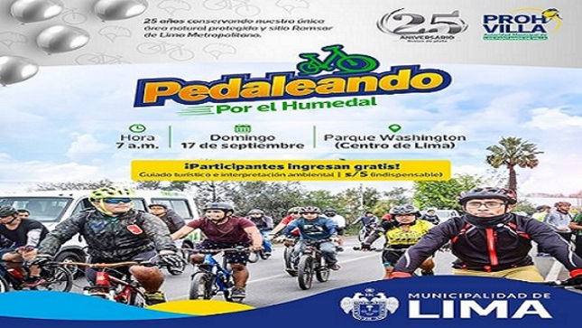 Te invitamos a unirte al I evento "Pedaleando por el Humedal" que se llevará a cabo el Domingo 17 de septiembre 