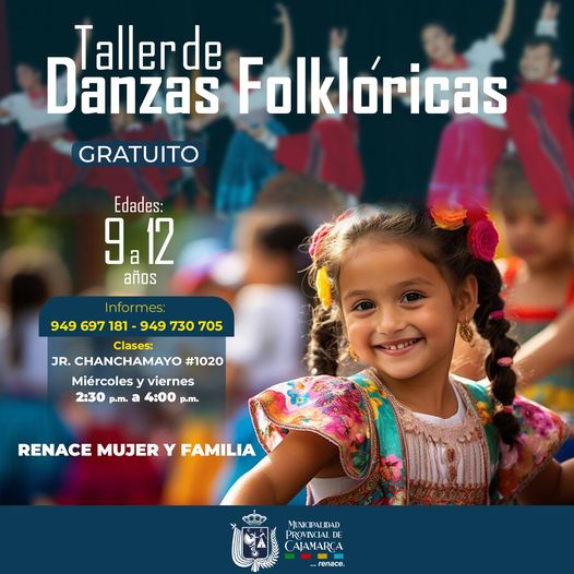 Inscríbete en todos nuestros talleres gratuitos 📝 𝑫𝑨𝑵𝒁𝑨𝑺 𝑭𝑶𝑳𝑲𝑳𝑶́𝑹𝑰𝑪𝑨𝑺  
📍  Jr. Chanchamayo N° 1020 