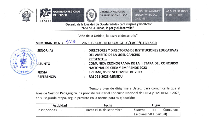 MEMORANDO N° 413 