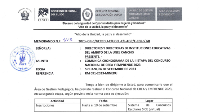 MEMORANDO N° 413 