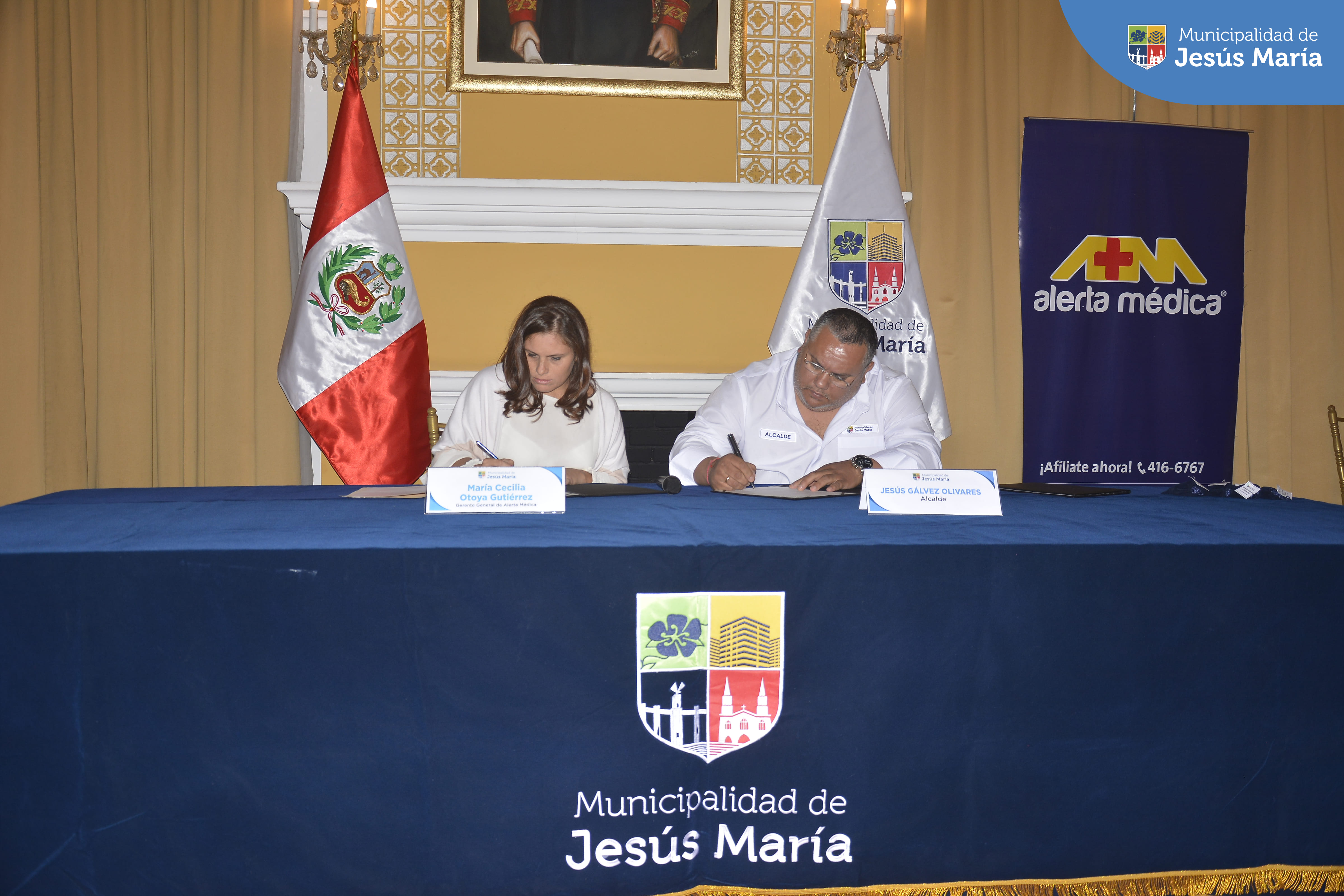 Pensando en tu salud, nuestro alcalde Jesús Gálvez Olivares, lideró la reunión de firma del convenio ✍🏼 de cooperación interinstitucional entre la Municipalidad de Jesús María y Alerta Médica 🚑. Esta iniciativa tiene como objetivo primordial brindar servicios de salud de calidad. Con esta firma se podrá también atender gratuitamente a población vulnerable del distrito.
#JesúsMaríaSomosTodos 🙌🏼