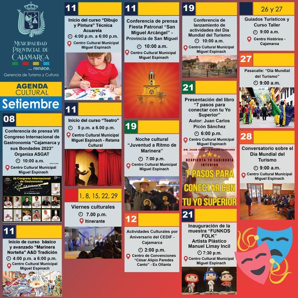 Revisa nuestra agenda cultural del mes de setiembre y conoce 🔎 las actividades que tenemos programadas para ti