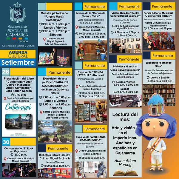 Revisa nuestra agenda cultural del mes de setiembre y conoce 🔎 las actividades que tenemos programadas para ti
