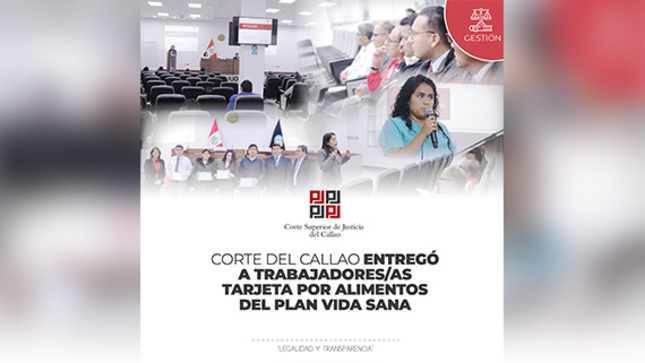 Corte Superior del Callao entregó a trabajadoras/es tarjetas de alimentos del Plan Vida Sana