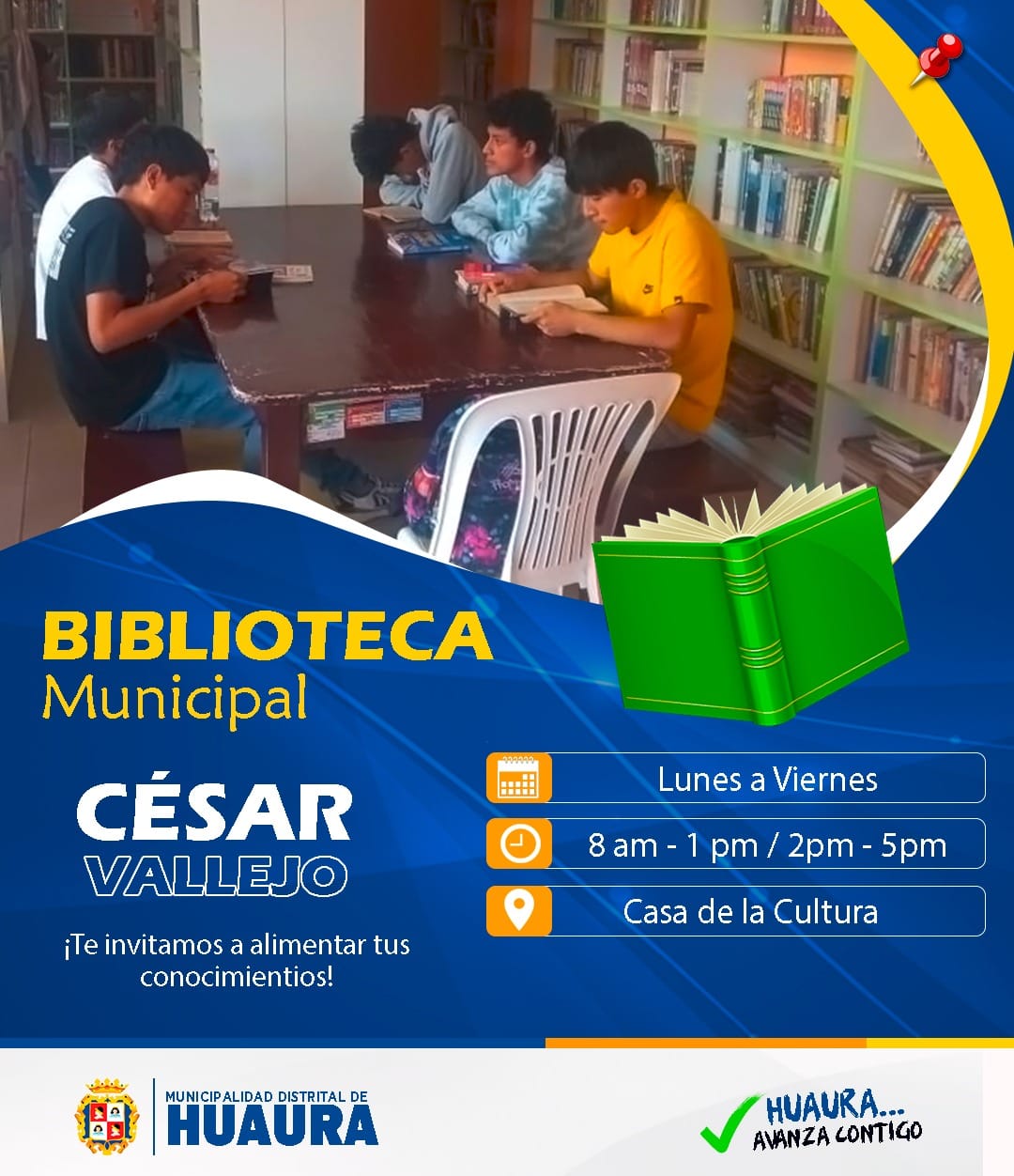 BIBLIOTECA MUNICIPAL "CESAR VALLEJO"  INVITA A LOS ESTUDIANTES A VISITAR SUS INSTALACIONES Y NUTRIRSE CON LA VARIEDAD DE LIBROS