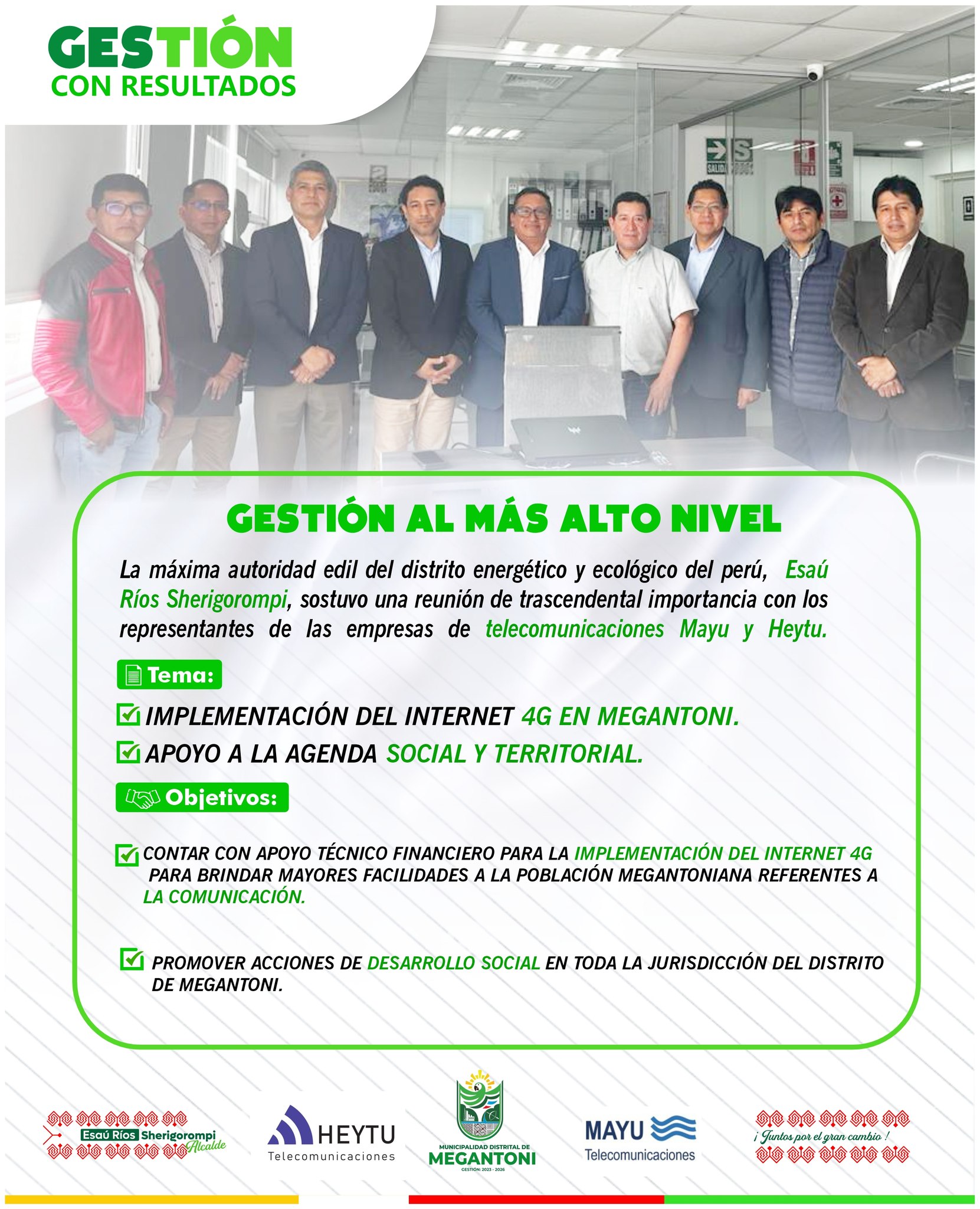 Gesti贸n con objetivos claros para el desarrollo de Megantoni