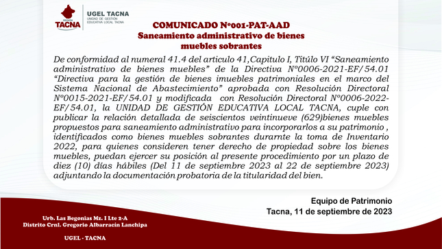 Archivo JPG de comunicado