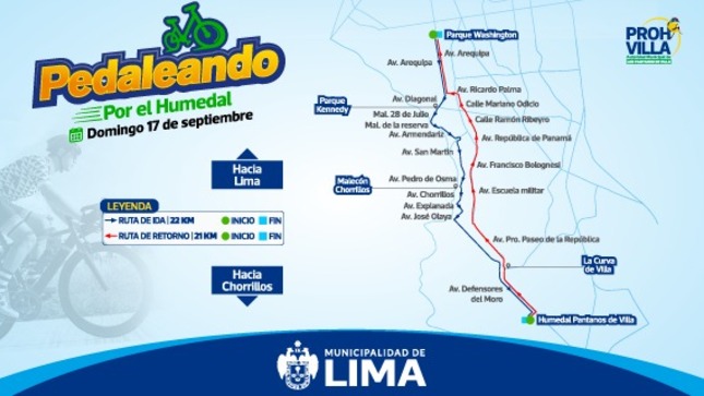 ¡RUTA OFICIAL!  del I evento "Pedaleando por el Humedal" que se llevará a cabo el Domingo 17 de septiembre .
Este es un evento que no querrás perderte. ¡Es completamente GRATIS para todos!