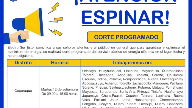 información Corte Programado 12 de setiembre 