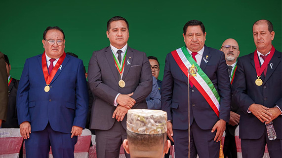 Izamiento por los 485° Aniversario de Fundación Española de la Fidelísima Ciudad San Juan de la Frontera de los Chachapoyas.