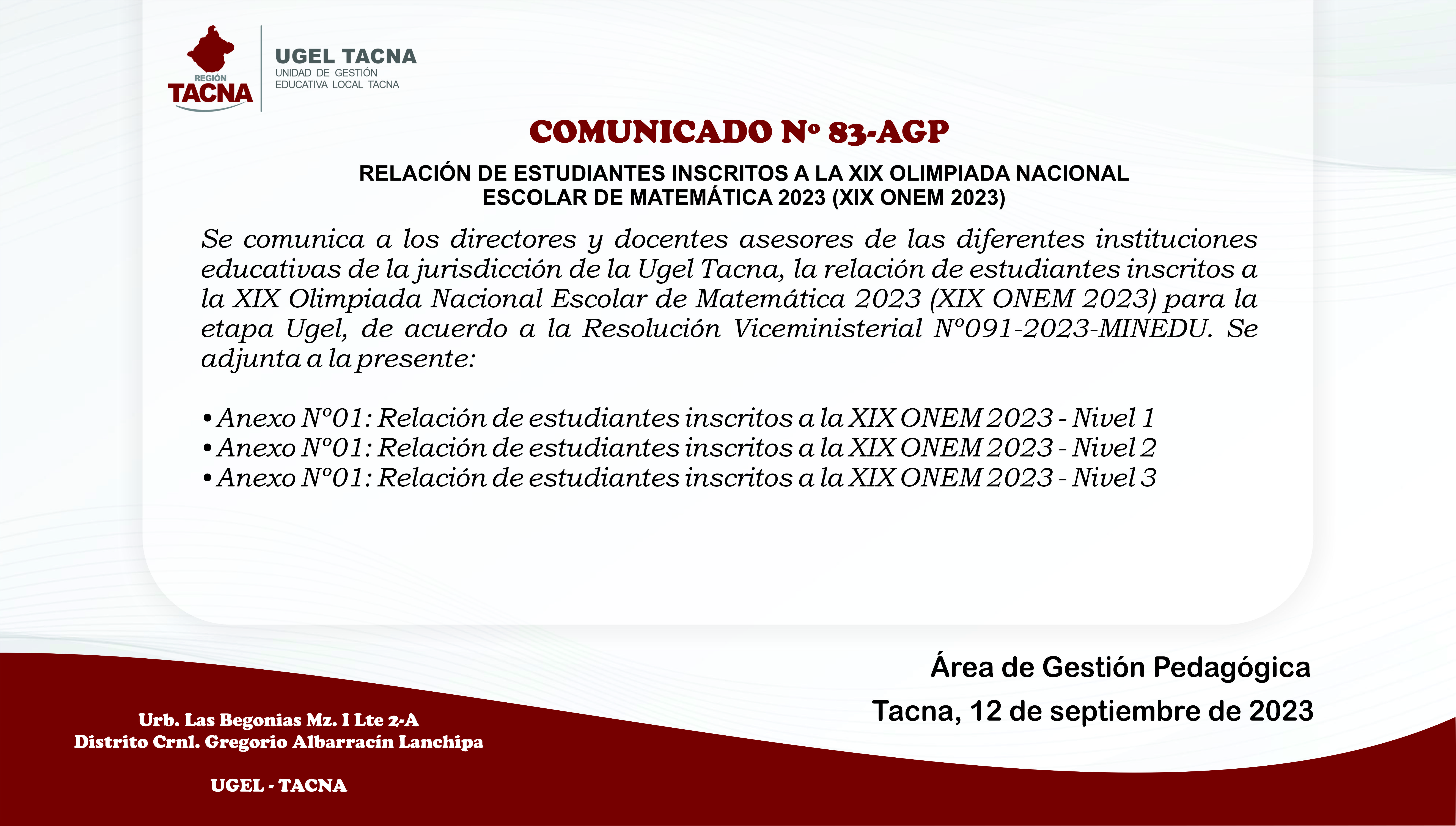 Comunicado Nº83-2023-AGP