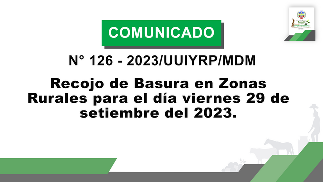 Archivo PNG recojo de basura en zonas rurales del día viernes 29 de setiembre del 2023.