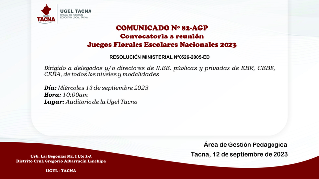 Comunicado Nº82-2023-AGP