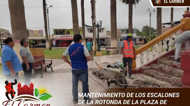 MANTENIMIENTO DE LOS ESCALONES DE LA ROTONDA DE LA PLAZA DE ARMAS DEL DISTRITO DE EL CARMEN