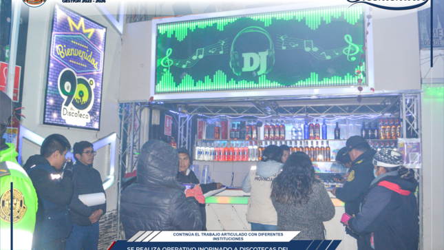 Chumbivilcas: Se realiza operativo inopinado a discotecas del distrito de Santo Tomás 