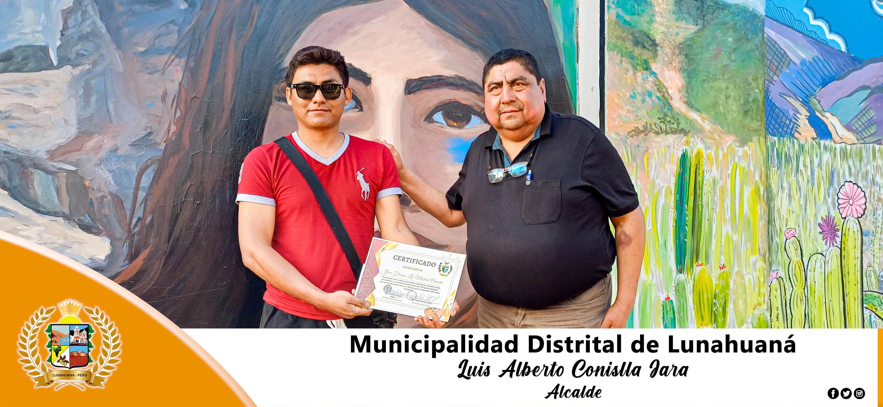 El burgomaestre de la Capital Turística y Cultural Sr. Luis Alberto Conislla Jara en compañía de sus regidores y el Jefe de la Unidad de Seguridad Ciudadana, participaron del Festival de Murales organizado por la Municipalidad Distrital de Quilmaná. 