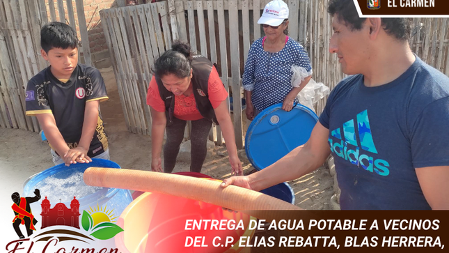 ENTREGA DE AGUA POTABLE A VECINOS DEL CENTRO POBLADO ELIAS REBATTA, BLAS HERRERA, LA GARITA Y FORTALEZA