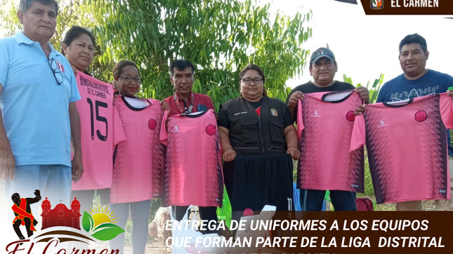ENTREGA DE UNIFORMES A LOS EQUIPOS QUE FORMAN PARTE DE LA LIGA DISTRITAL DE FÚTBOL DE EL CARMEN