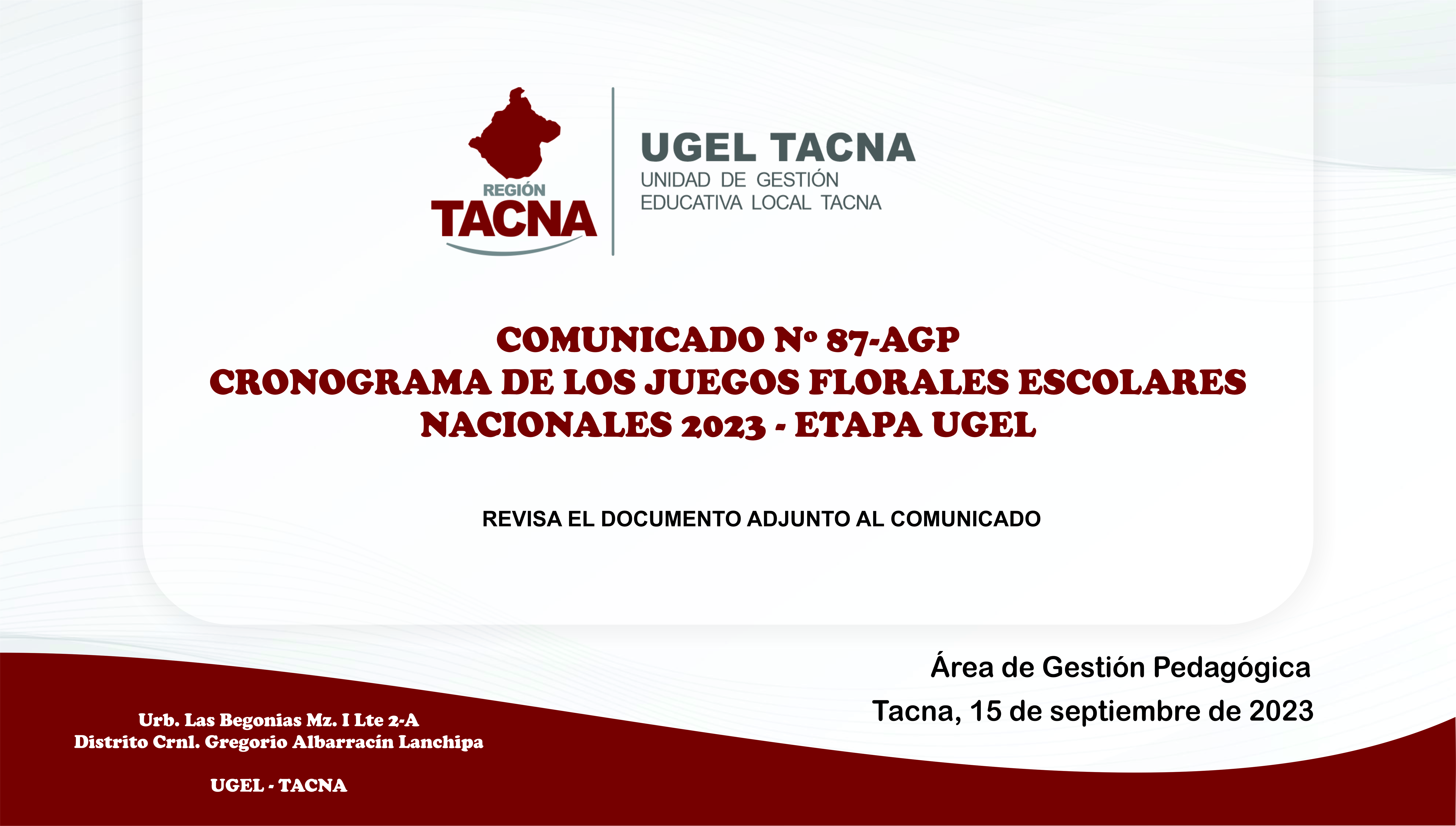 Comunicado Nº87-2023-AGP