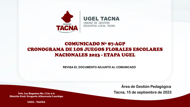 Comunicado Nº87-2023-AGP