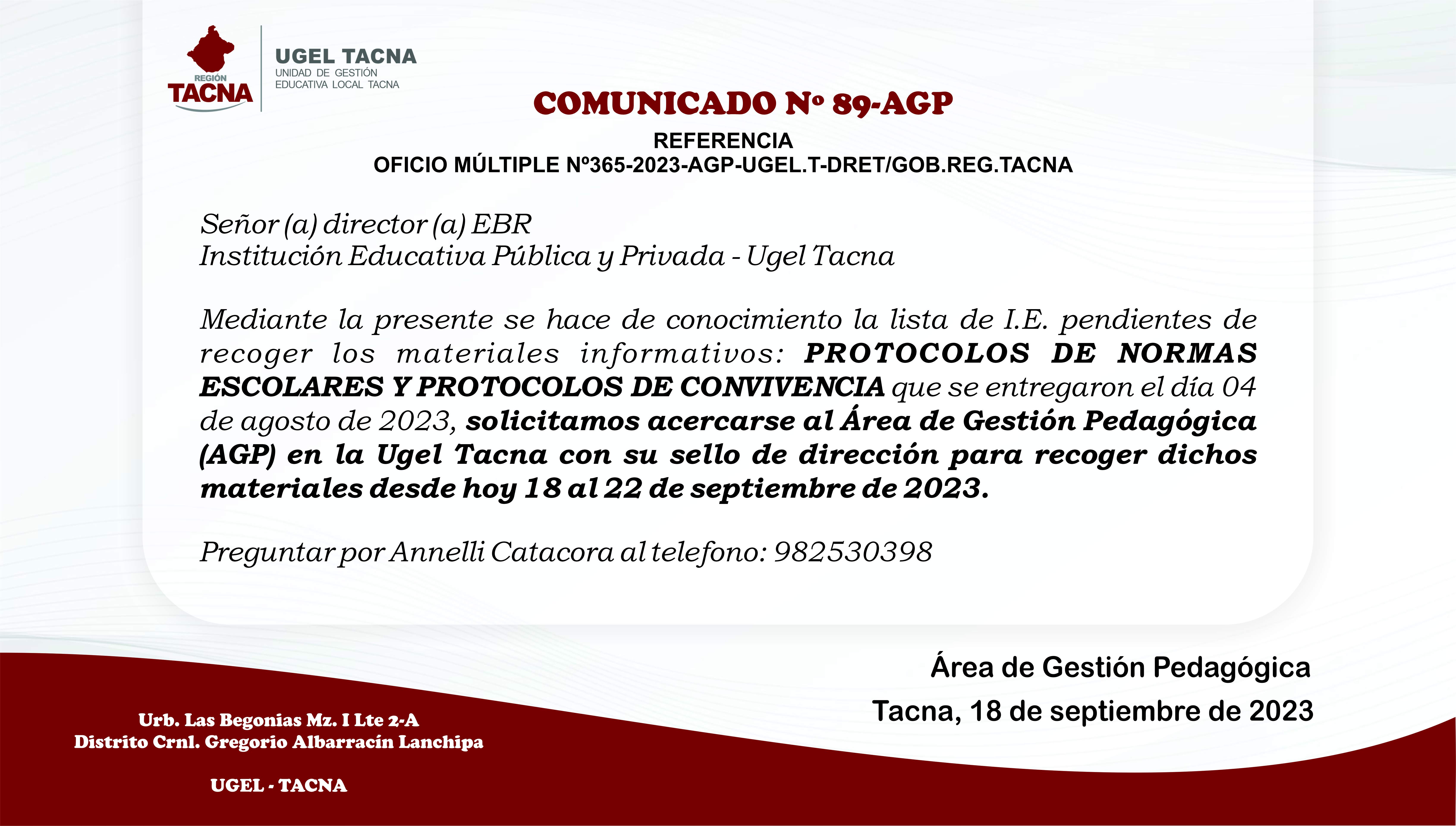 Archivo JPG de comunicado