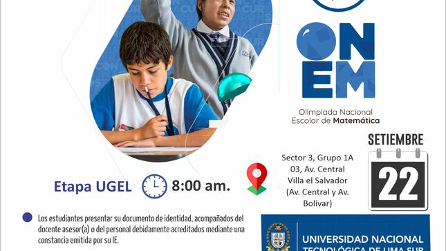 XIX Olimpiada Nacional Escolar de Matemática “ONEM” 2023 –Etapa UGEL