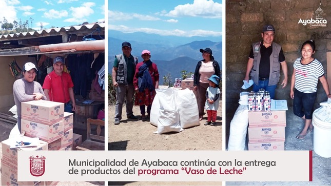 MUNICIPALIDAD DE AYABACA CONTINÚA CON LA ENTREGA DE PRODUCTOS DEL PROGRAMA VASO DE LECHE 