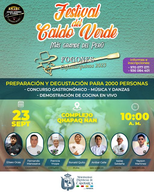 Participa de la preparación y degustación de unos de los platos típicos más conocidos de Cajamarca, ❞𝐞𝐥 𝐜𝐚𝐥𝐝𝐨 𝐯𝐞𝐫𝐝𝐞❞. Agradecemos la participación de todos los chef participantes.