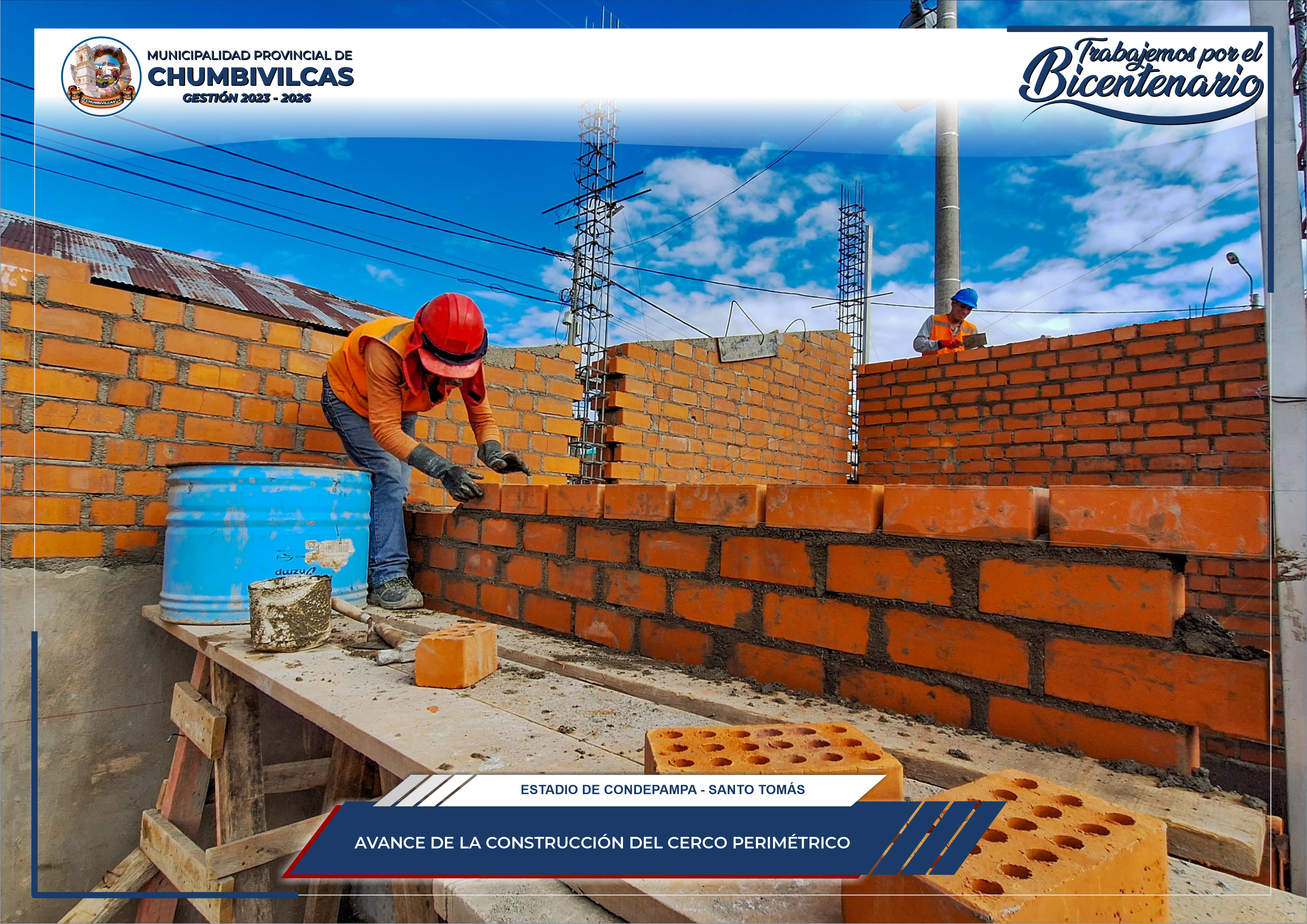 Avanza la construcción del cerco perimétrico en el estadio Condepampa del distrito de Santo Tomás - Chumbivilcas