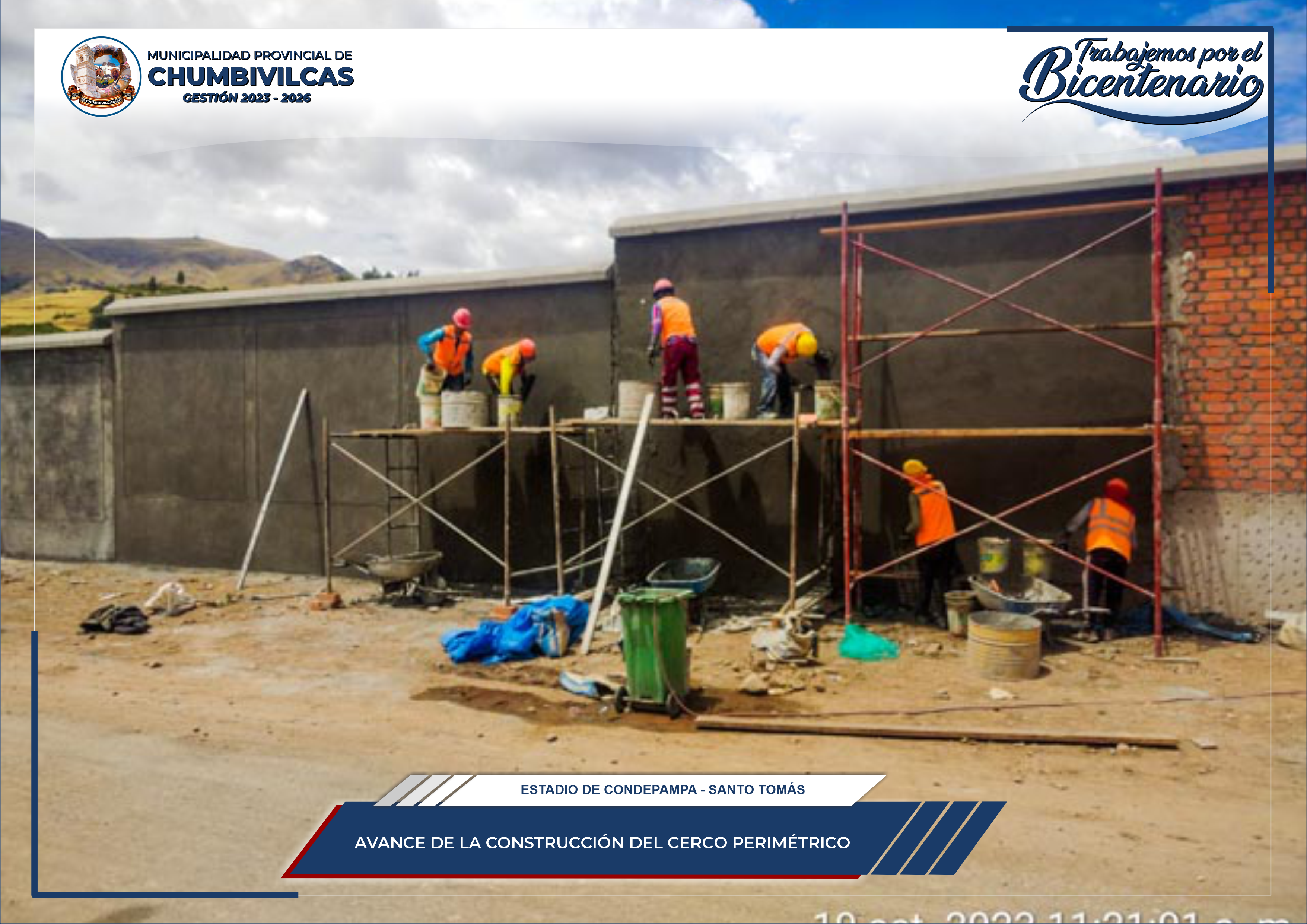 Avanza la construcción del cerco perimétrico en el estadio Condepampa del distrito de Santo Tomás - Chumbivilcas